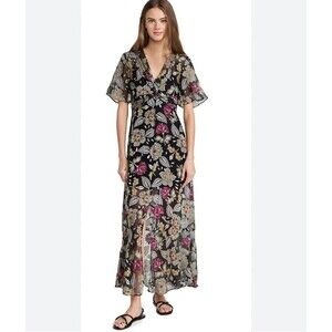 RAG & BONE Tamar Floral Silky Sheer Maxi Dress Sz 6 Fairy Whimsigoth Romantic